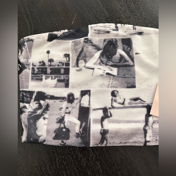 Superdown Newspaper Print Strapless Crop Top Sz XS - Picture 3 of 5